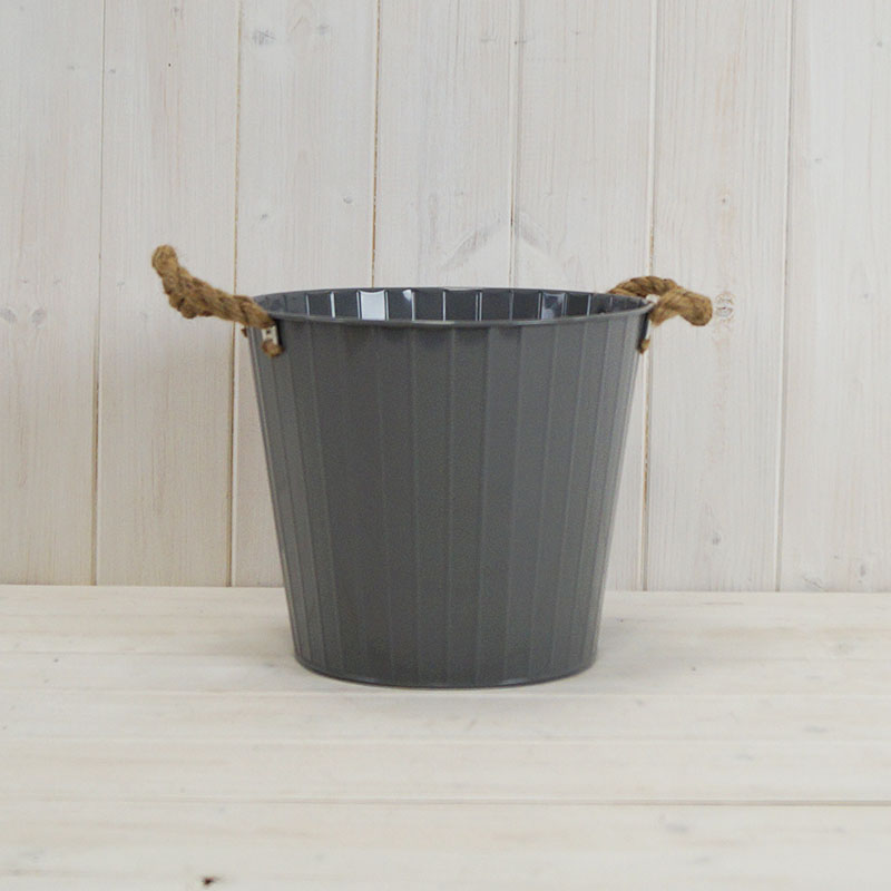 Cool Grey Round Tapered Zinc Planter (23cm) detail page